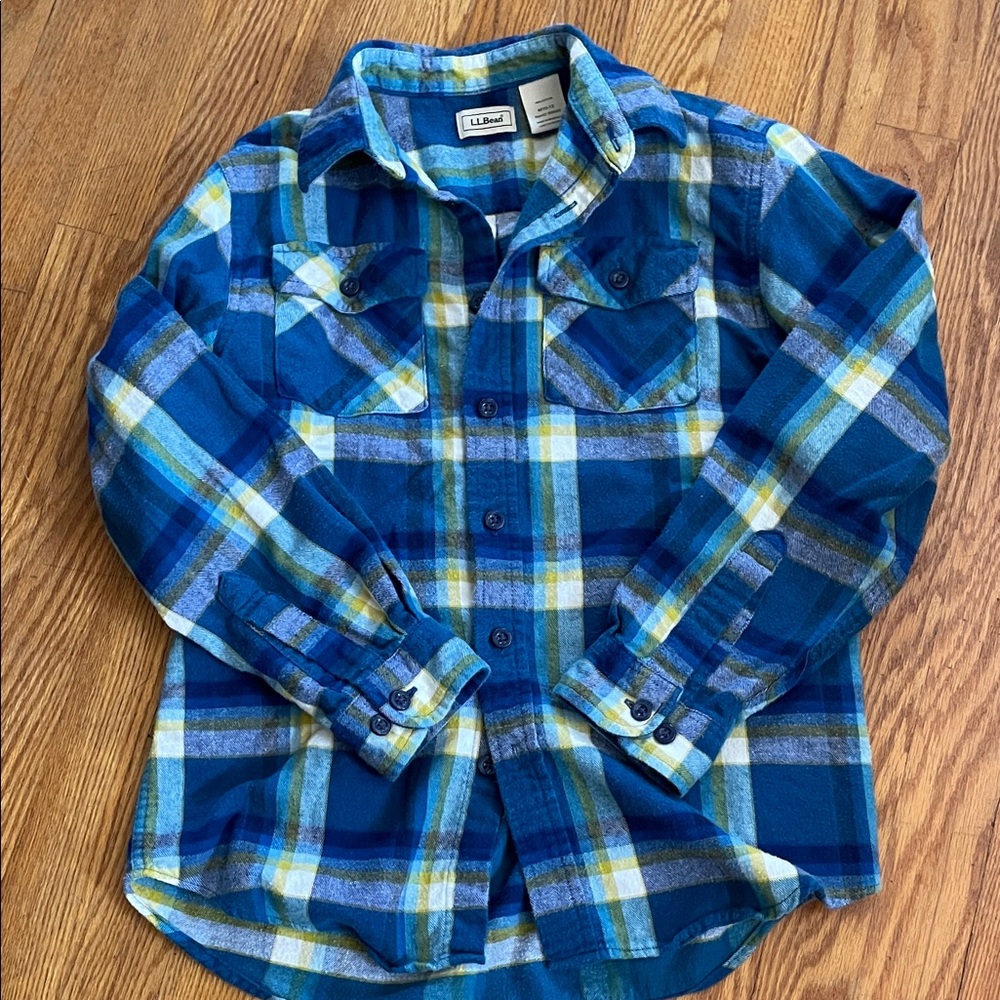 L.L. Bean Kids Blue and Green Plaid Shirt